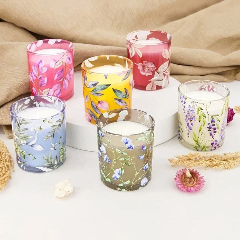Simply Indulgent Floral Mini Candle Set 6 Pack Soy Blend Essential Oils